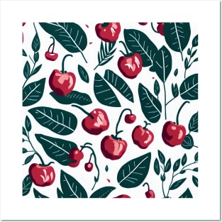 green red cherry pattern Posters and Art